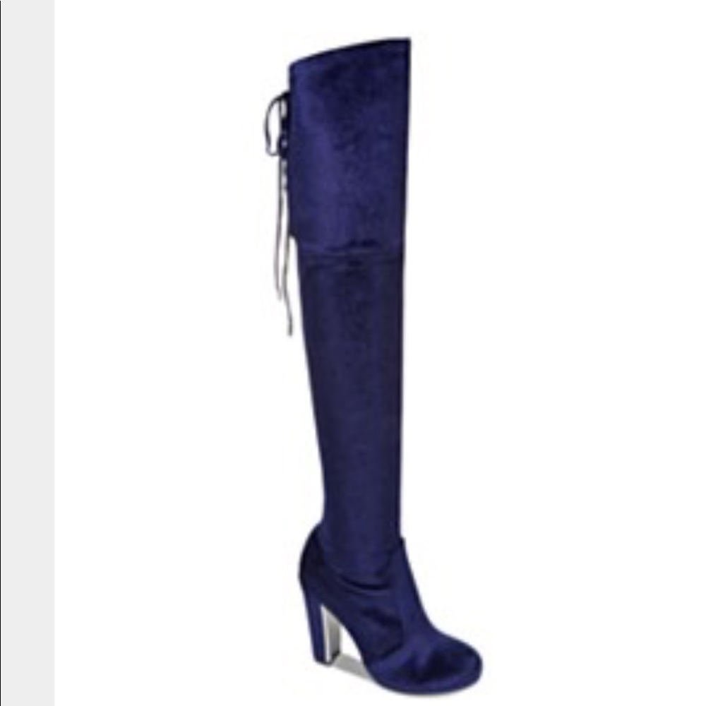 Material Girl: Size 9M Thigh High Blue/Navy Boots